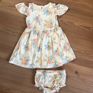24M Girls Floral Dress With Matching Bloomers Stretchy Comfy Material